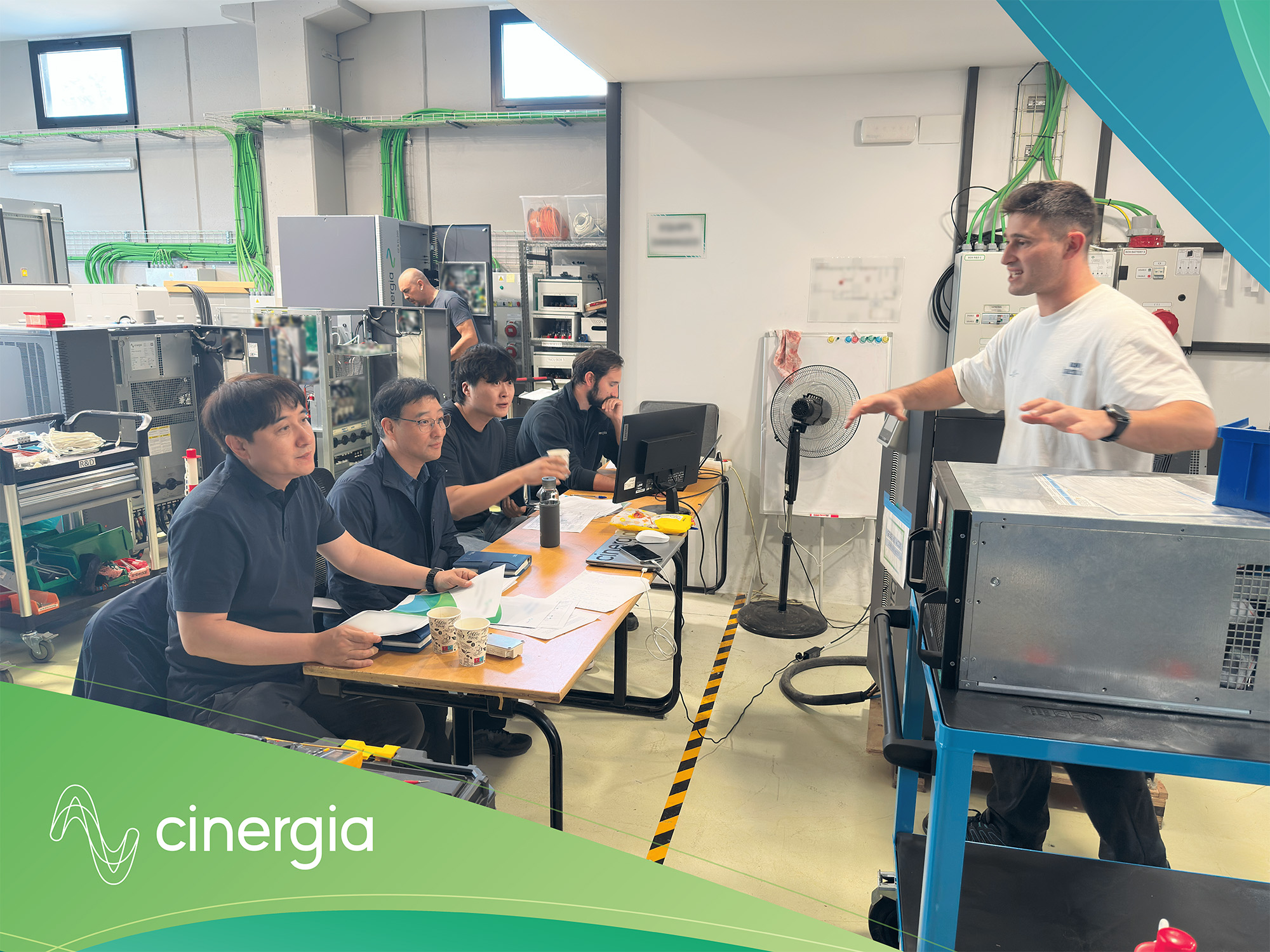 KMi team receiving technical training at Cinergia's headquarters in Barcelona.